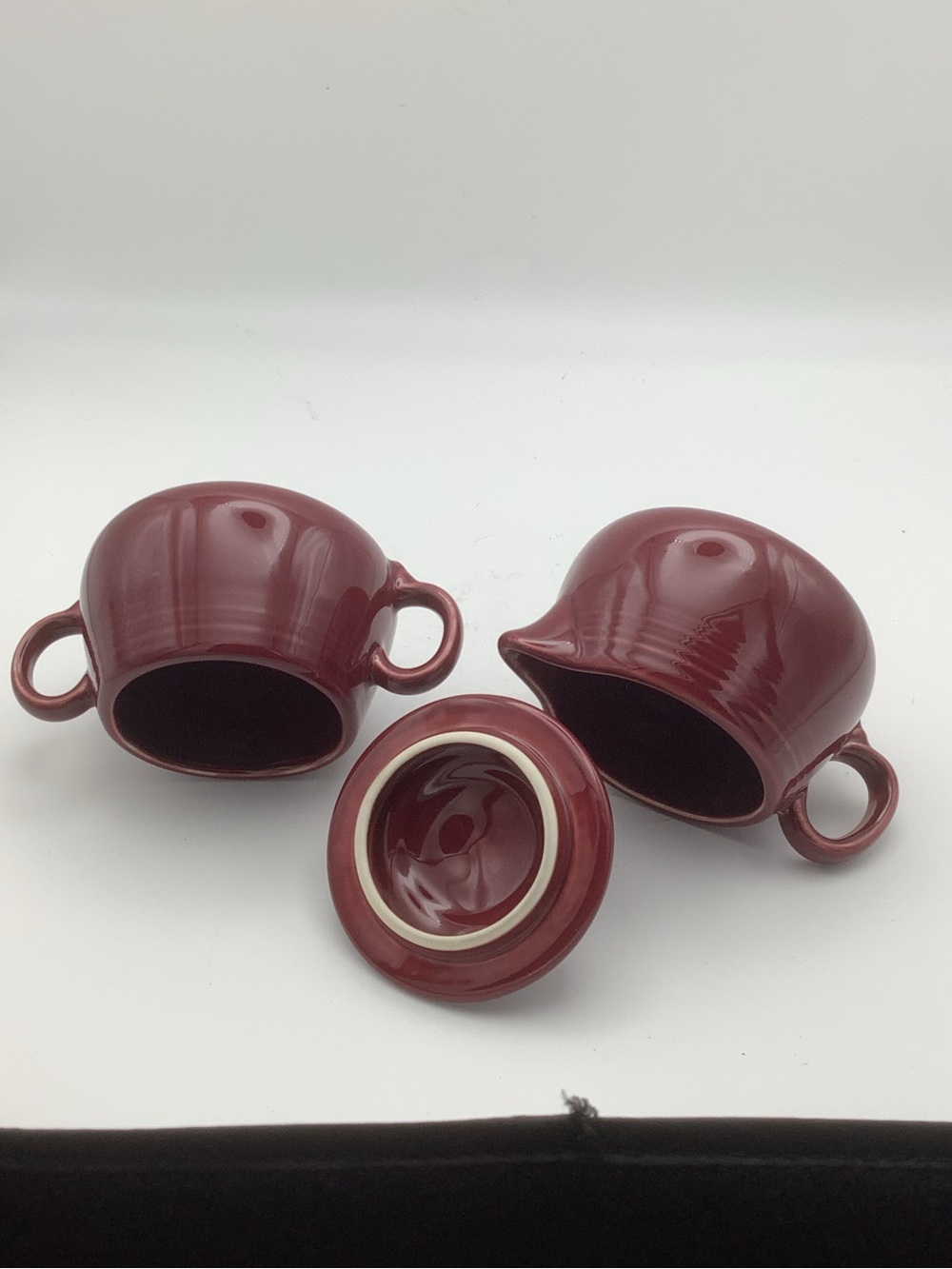Fiestaware Cinnabar Creamer and Covered Sugar Set with Tray - Picture 6 of 12